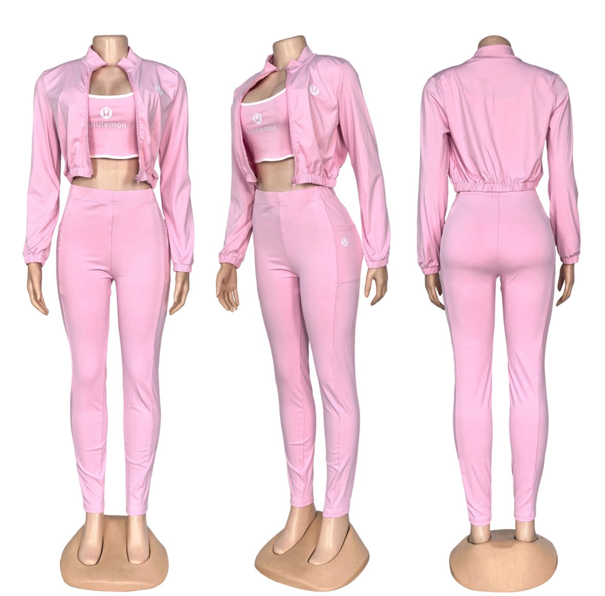 3 Piece Lulu Cropped Activewear Sets
