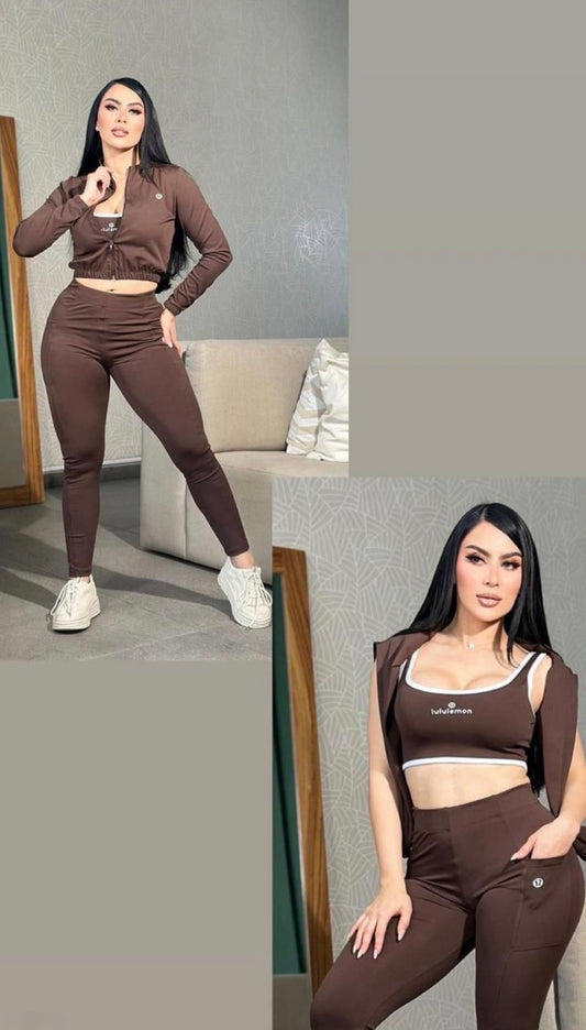 3 Piece Lulu Cropped Activewear Sets