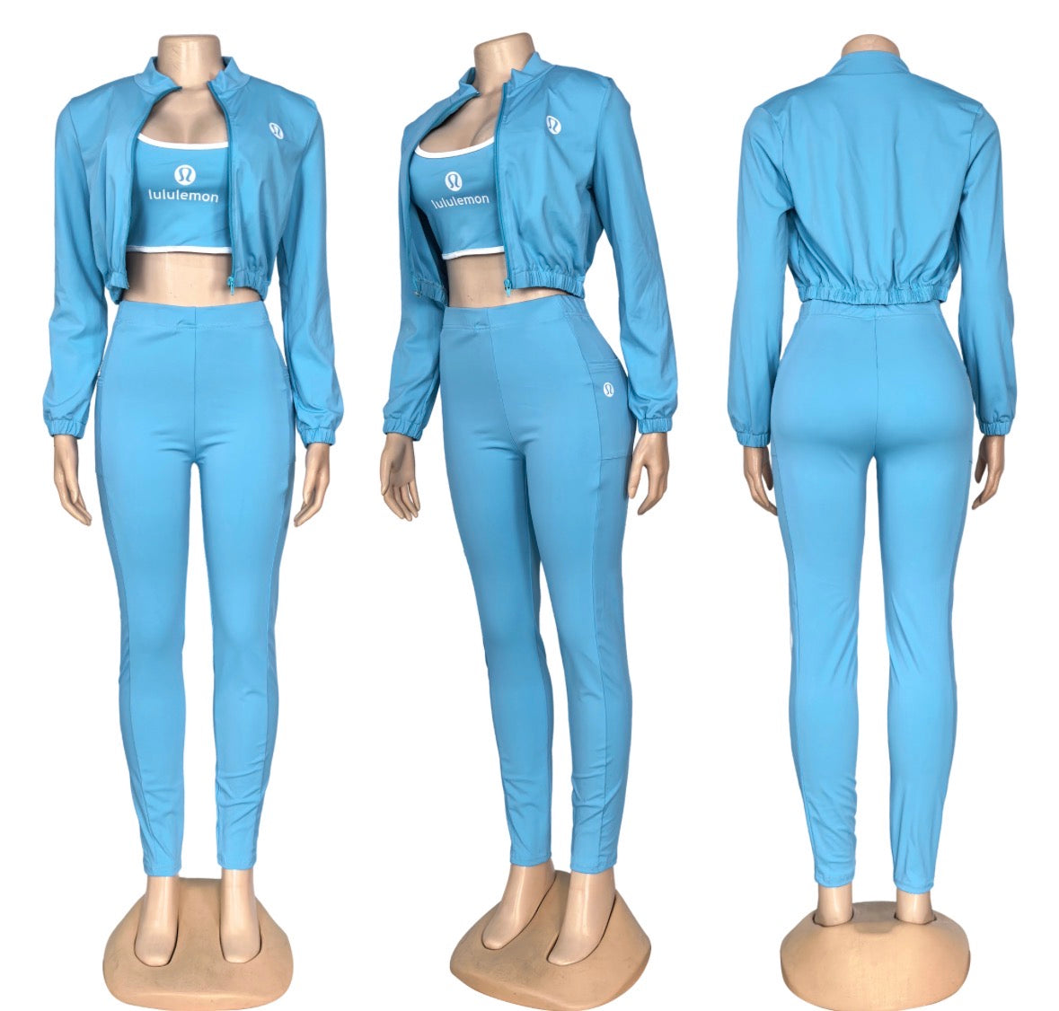 3 Piece Lulu Cropped Activewear Sets