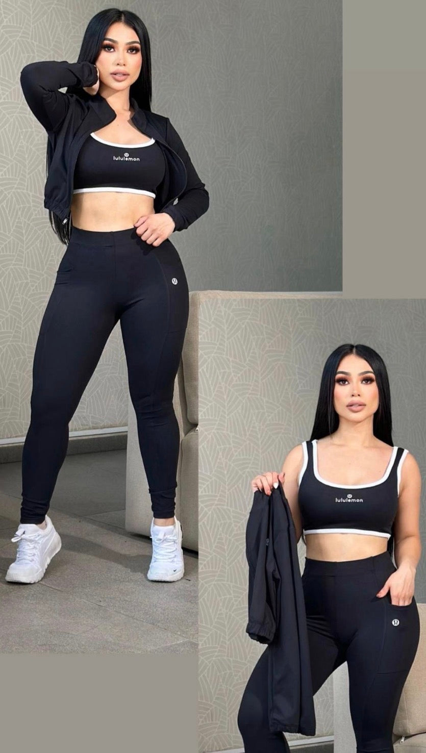 3 Piece Lulu Cropped Activewear Sets