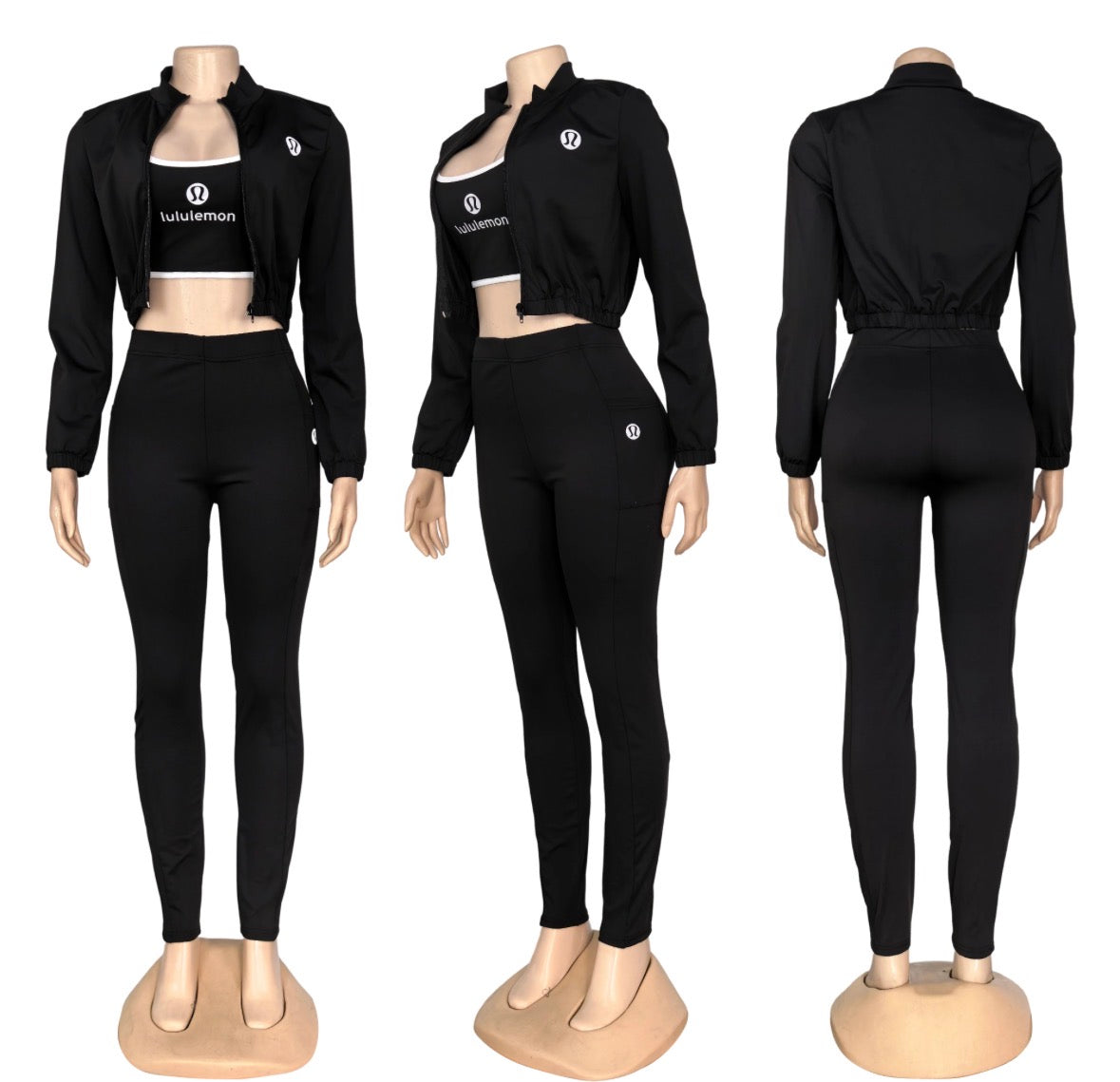 3 Piece Lulu Cropped Activewear Sets
