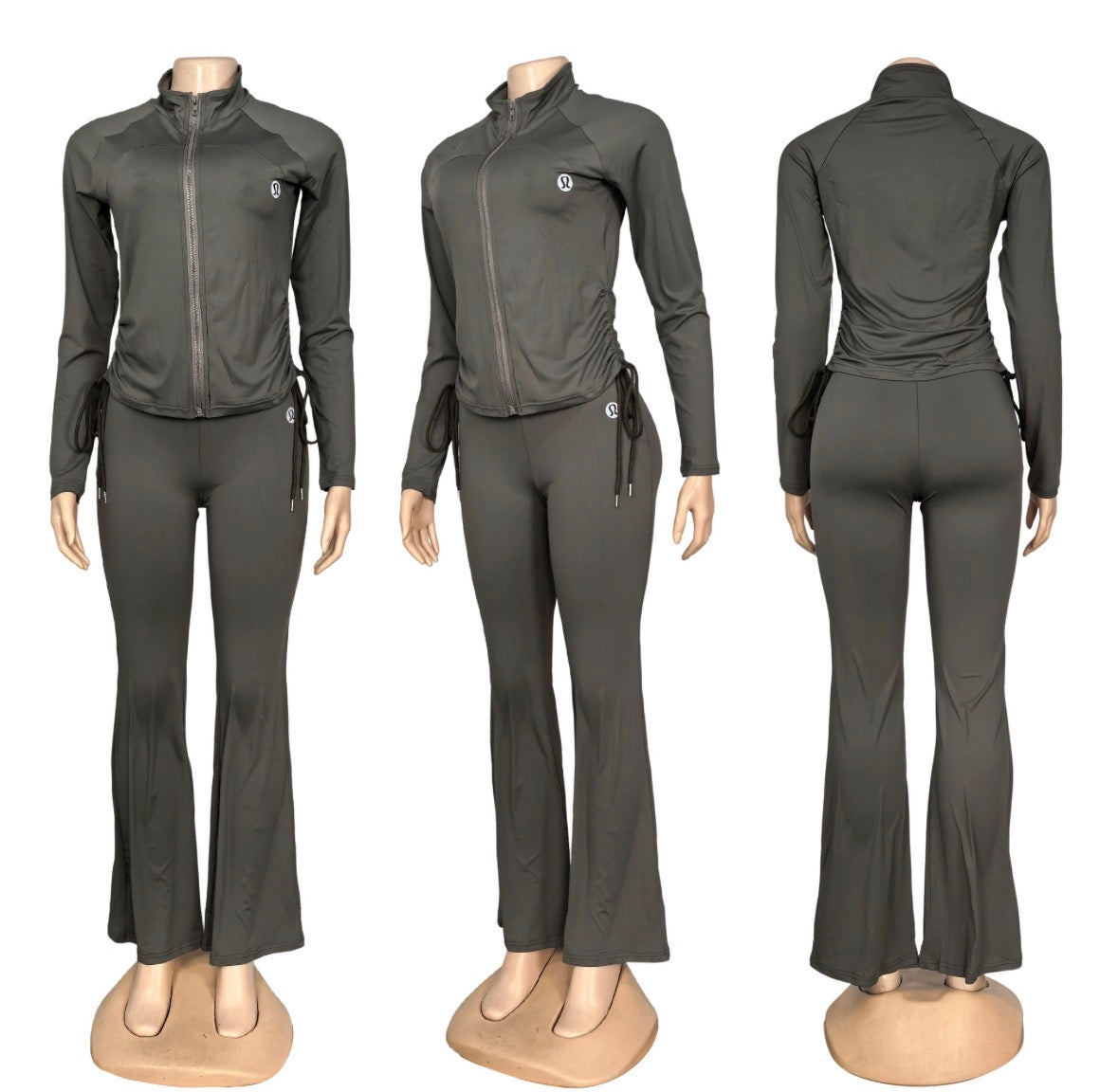 Lulu Zip-Up Flared Leggings Sets