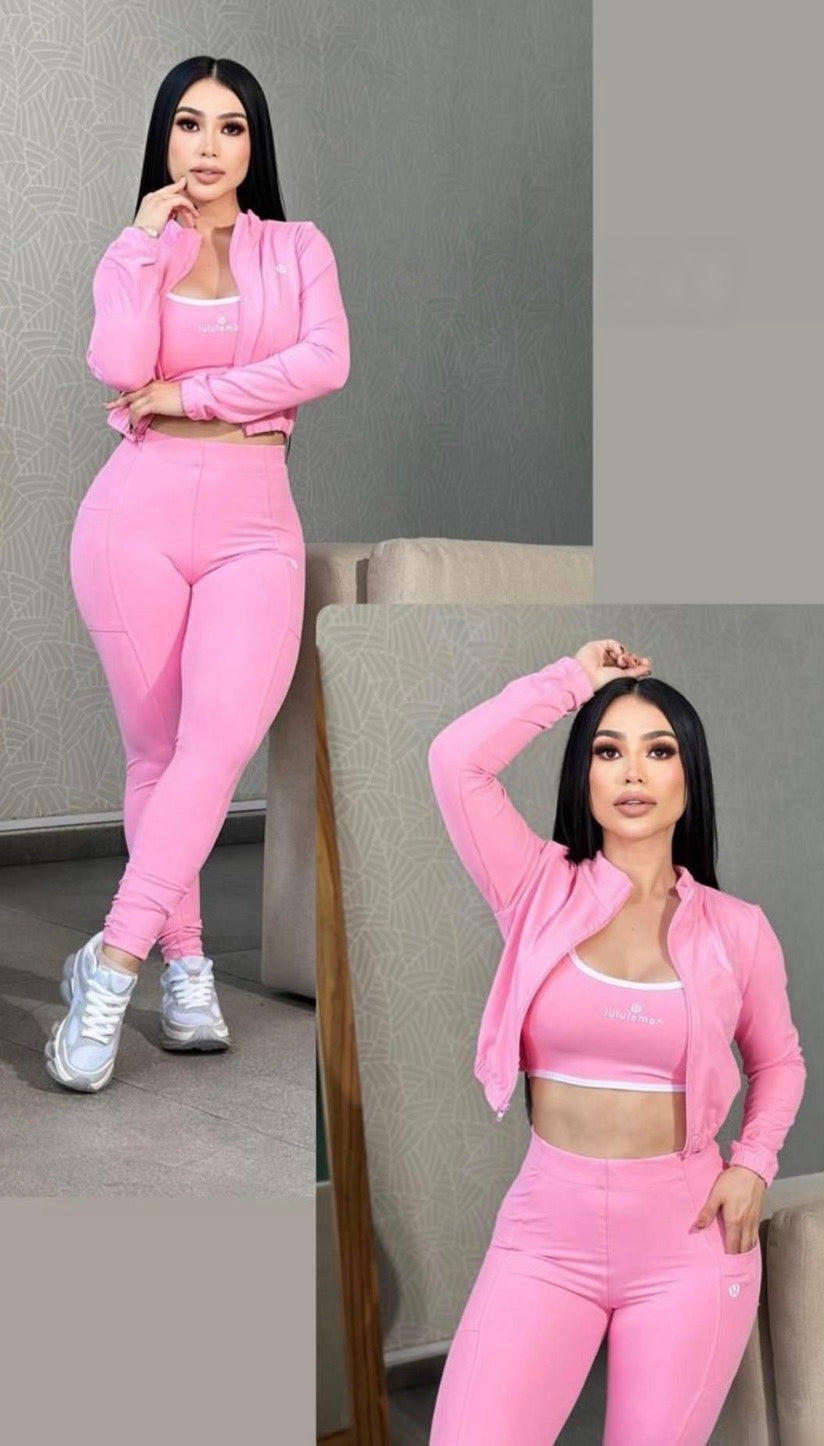 3 Piece Lulu Cropped Activewear Sets