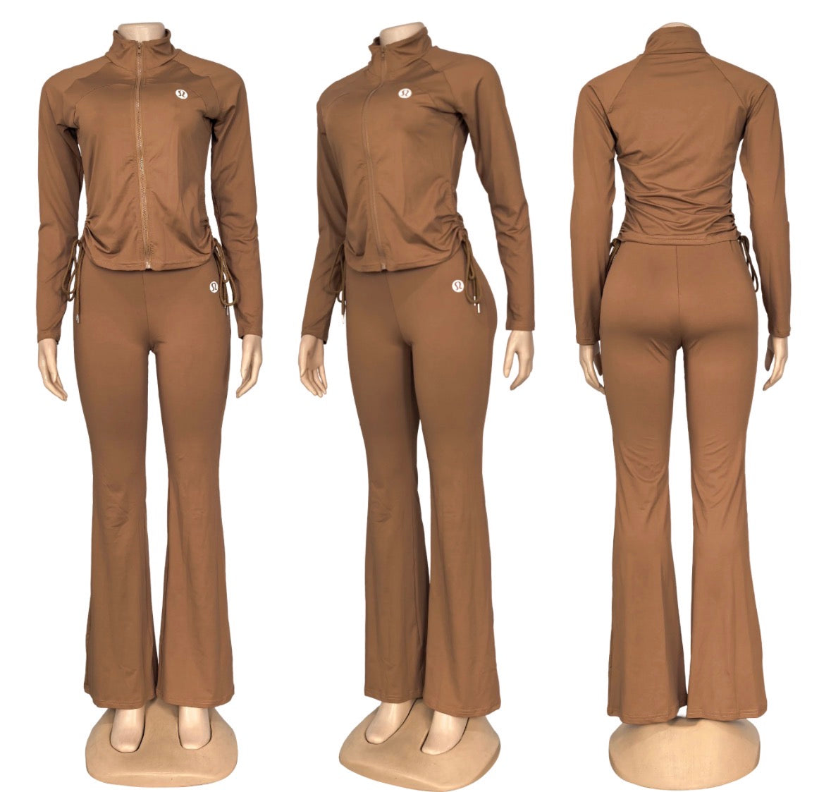 Lulu Zip-Up Flared Leggings Sets
