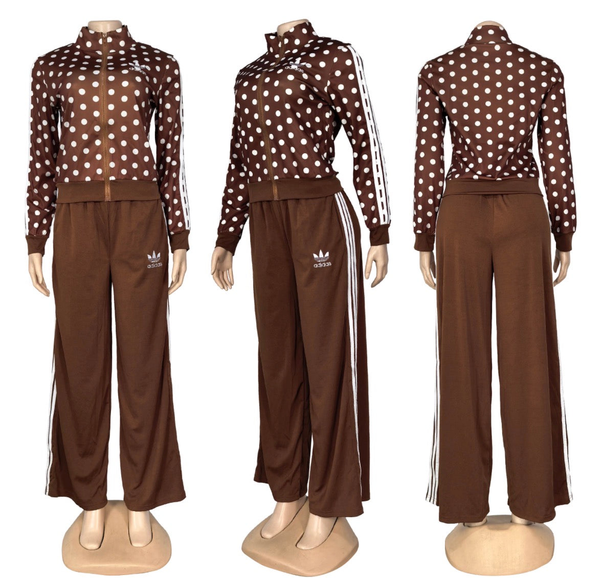 Polka Dot Adidas Flared Pants Sets