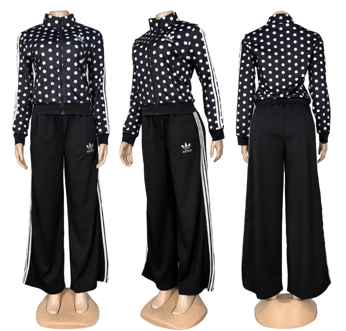 Polka Dot Adidas Flared Pants Sets