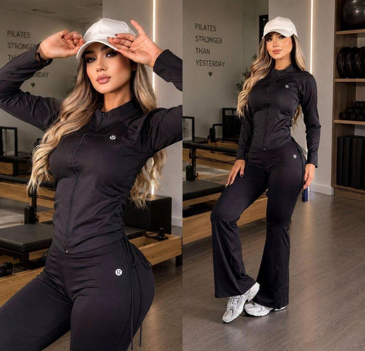 Lulu Zip-Up Flared Leggings Sets