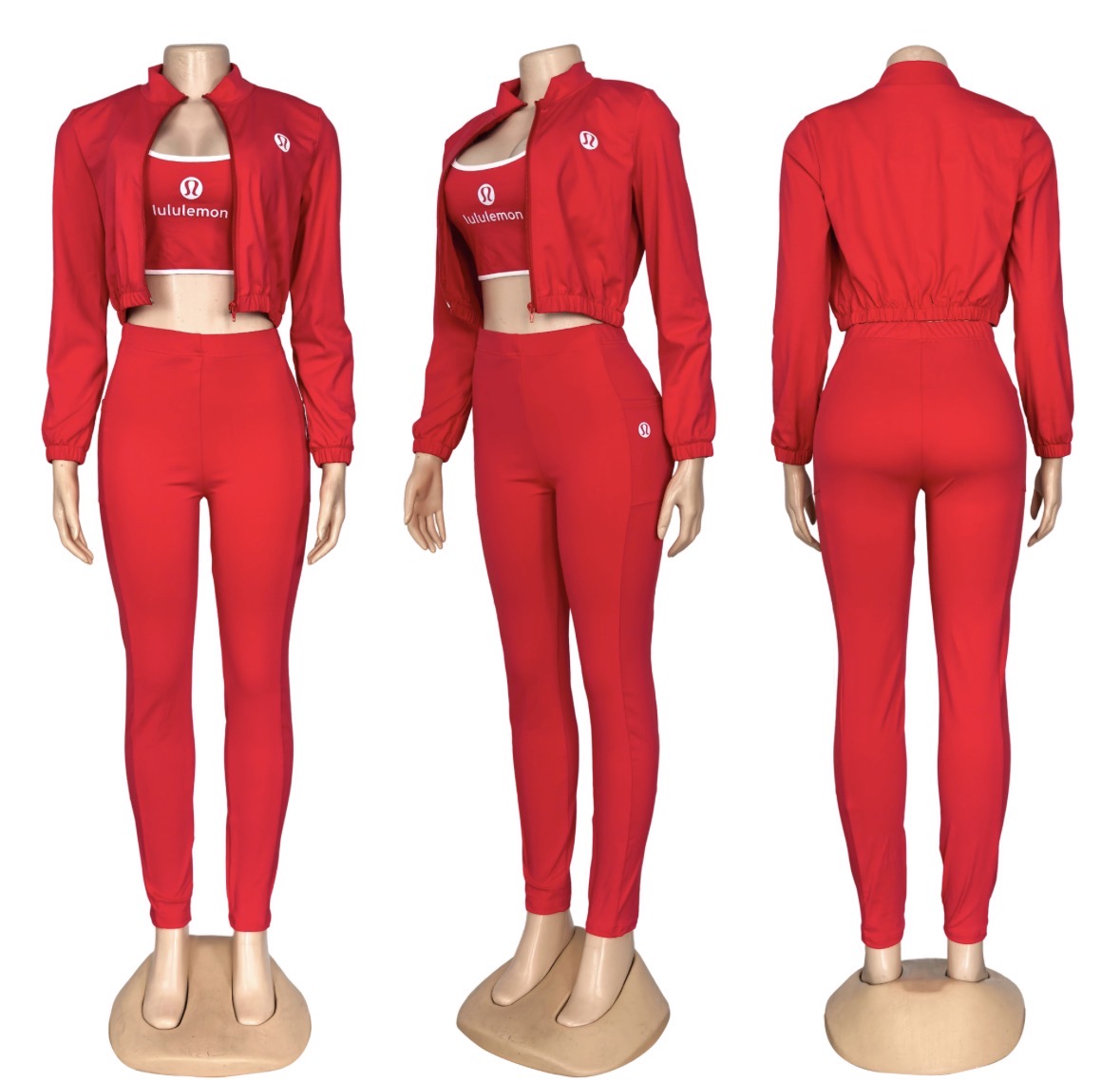 3 Piece Lulu Cropped Activewear Sets
