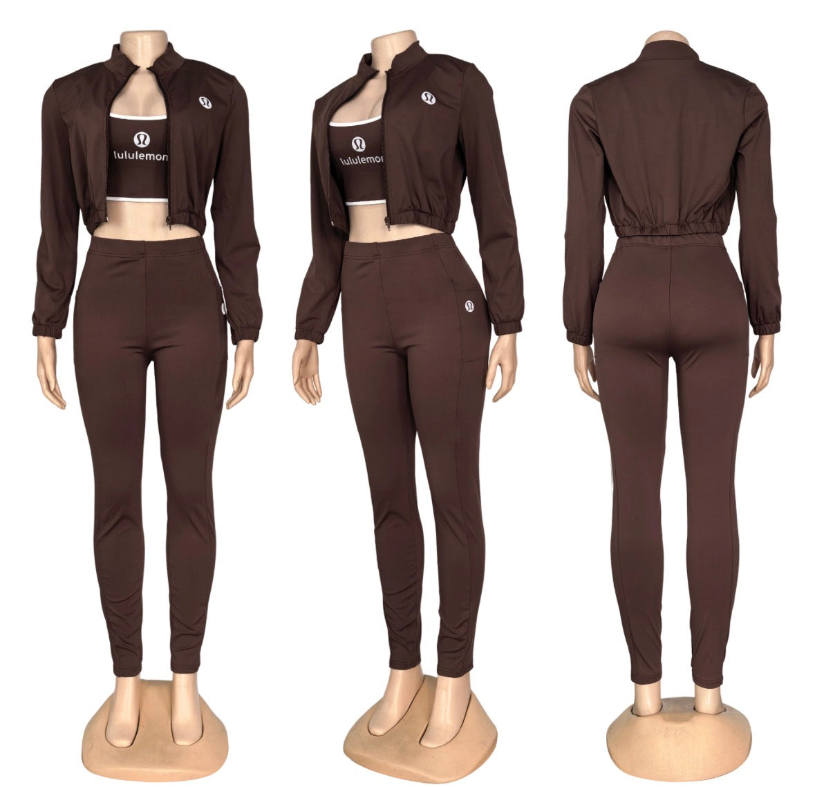 3 Piece Lulu Cropped Activewear Sets