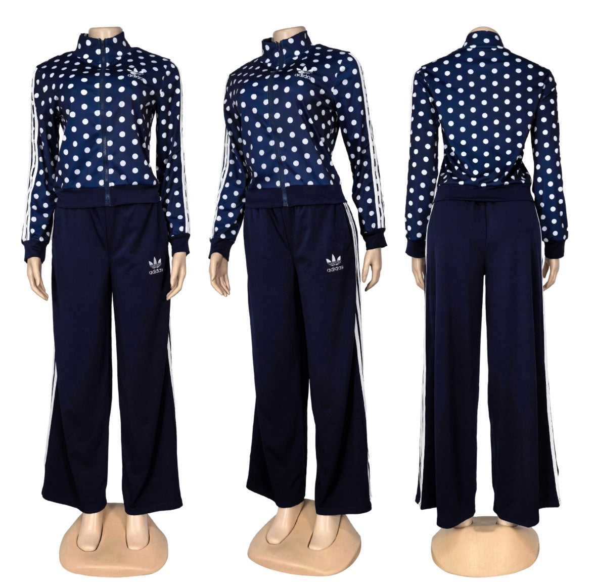 Polka Dot Adidas Flared Pants Sets