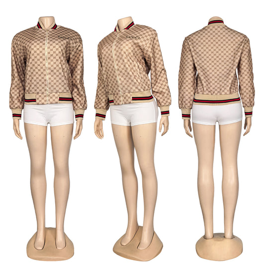 Tan GG Varsity Jacket