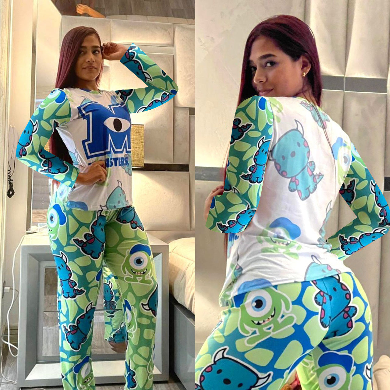 Monsters Two Piece Pajama Pants Set